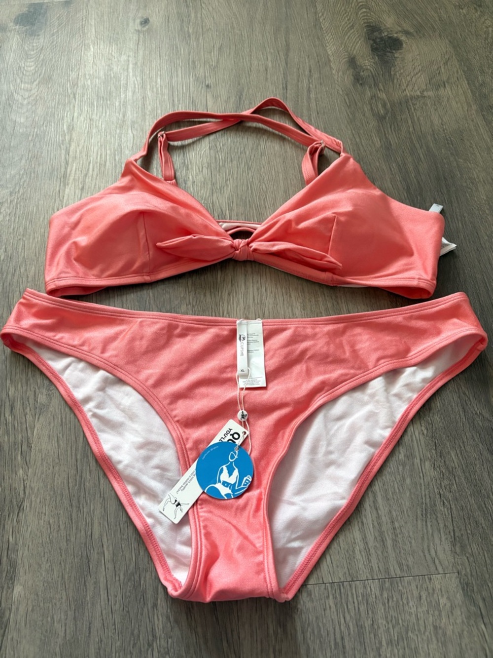 Cupshe Coral Pink Tie-Front Bikini Set
